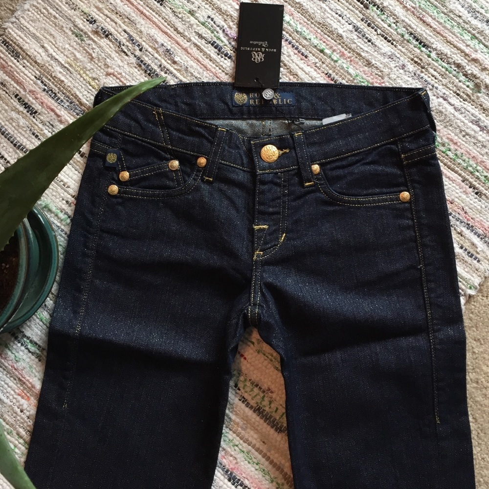🎉R&R🎉Gold Flecked Dark Stretch Wash Straight Cut
